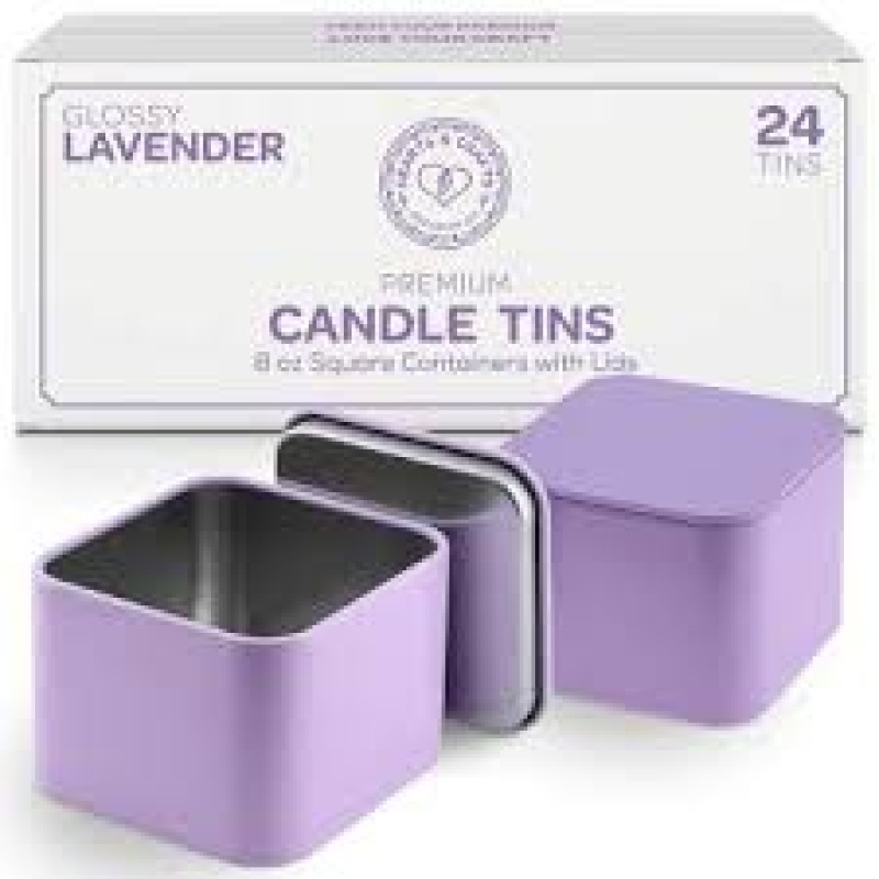 8 Oz Pastel Yellow Purple Blue Pink White Square Candle Tin - Image 3