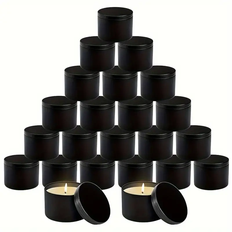 8 Oz Black Candle Tin Scented - Image 3